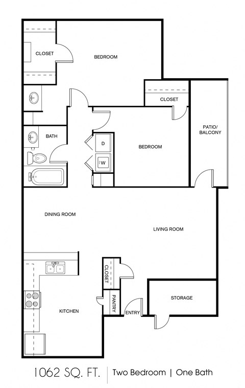 a floor plan of two bedroom apartment